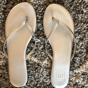 Silver Flip flops. GAP